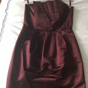 Burgundy French connection strapless dress size 8